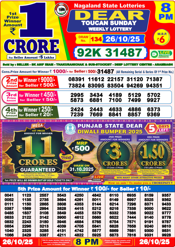 Lottery Sambad 8PM Result